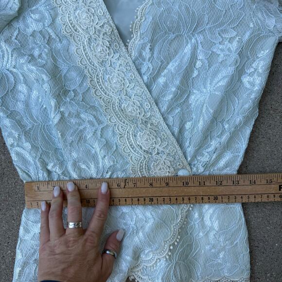 Vintage 80s SCOTT MCCLINTOCK Ice Blue Lace 2 Piece Suit Skirt Jacket Size 6 - Picture 9 of 16